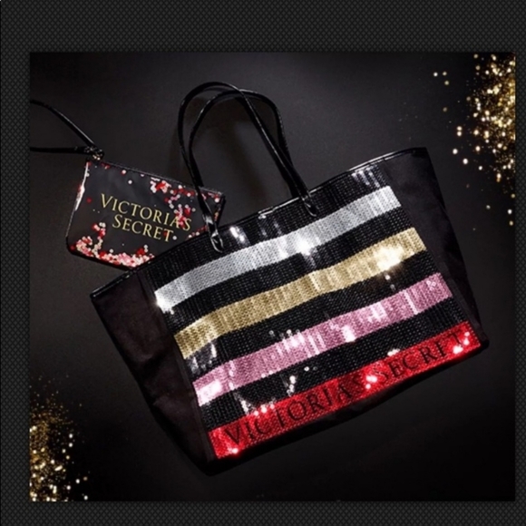 Victoria's Secret BLING Tote + Makeup Bag Set NWT - Picture 2 of 16